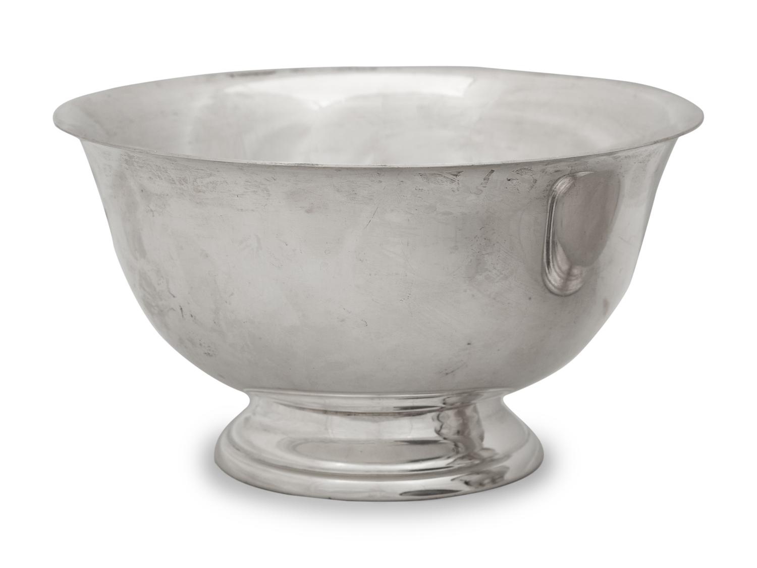 A Group of Four American Silver Revere Style Bowls and an Oval Dish