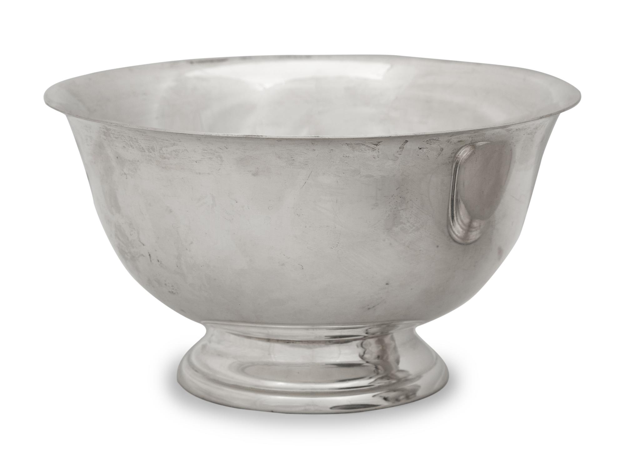 A Group of Four American Silver Revere Style Bowls and an Oval Dish