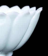 A Pair of Chinese Celadon Glass 'Lotus' Bowls