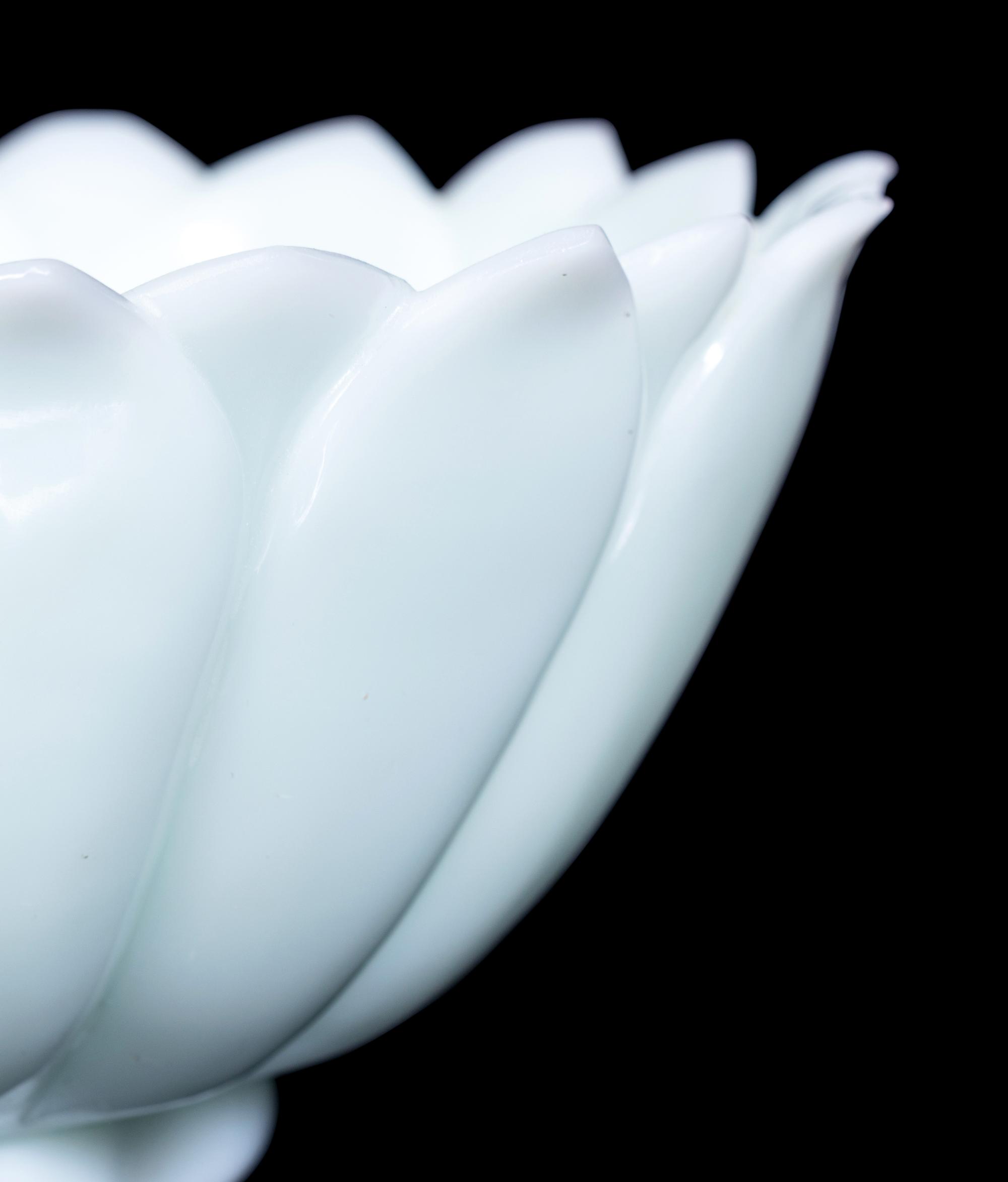 A Pair of Chinese Celadon Glass 'Lotus' Bowls