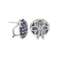 SAPPHIRE AND DIAMOND BUTTON EARRINGS