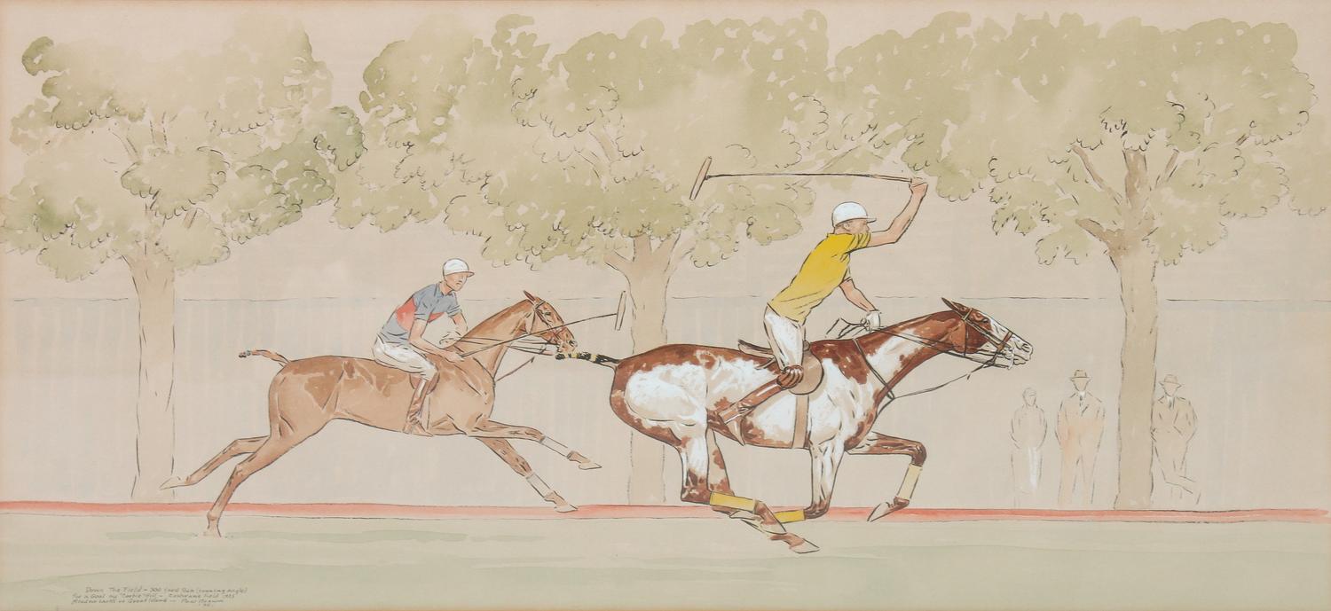 Paul Brown, (American, 1893-1958), Around the Field Towards the Clubhouse and Cochrane Field