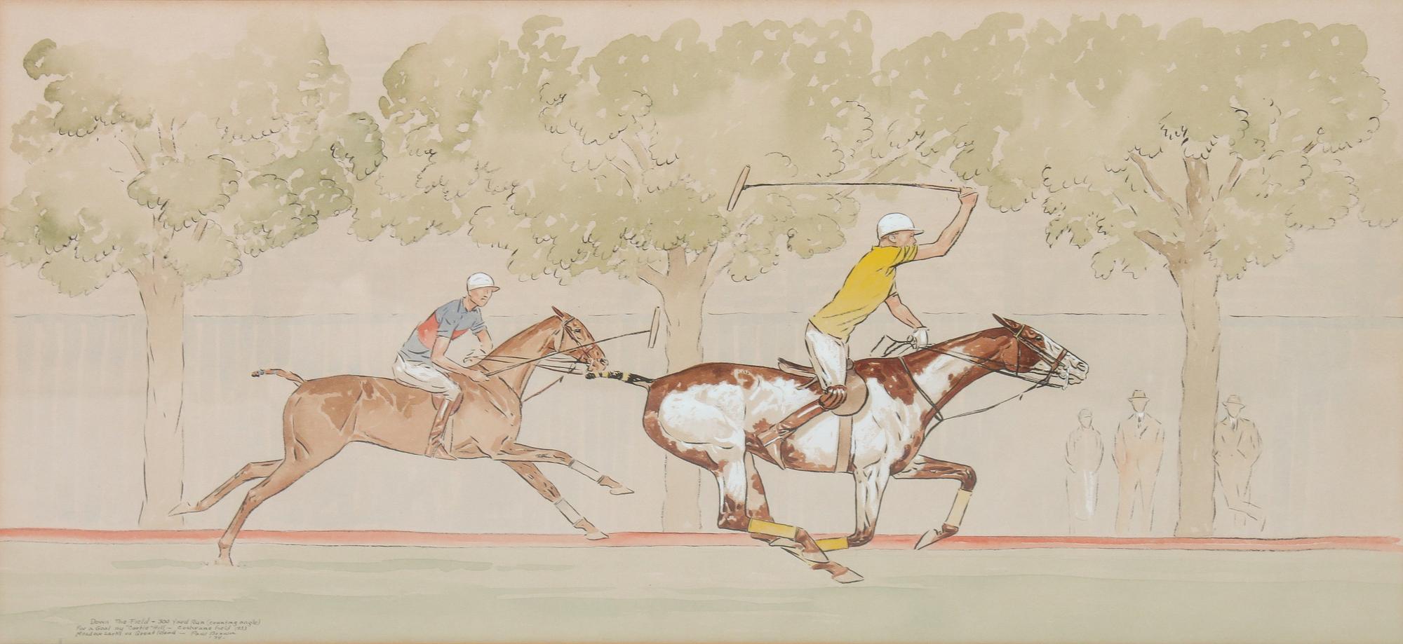 Paul Brown, (American, 1893-1958), Around the Field Towards the Clubhouse and Cochrane Field