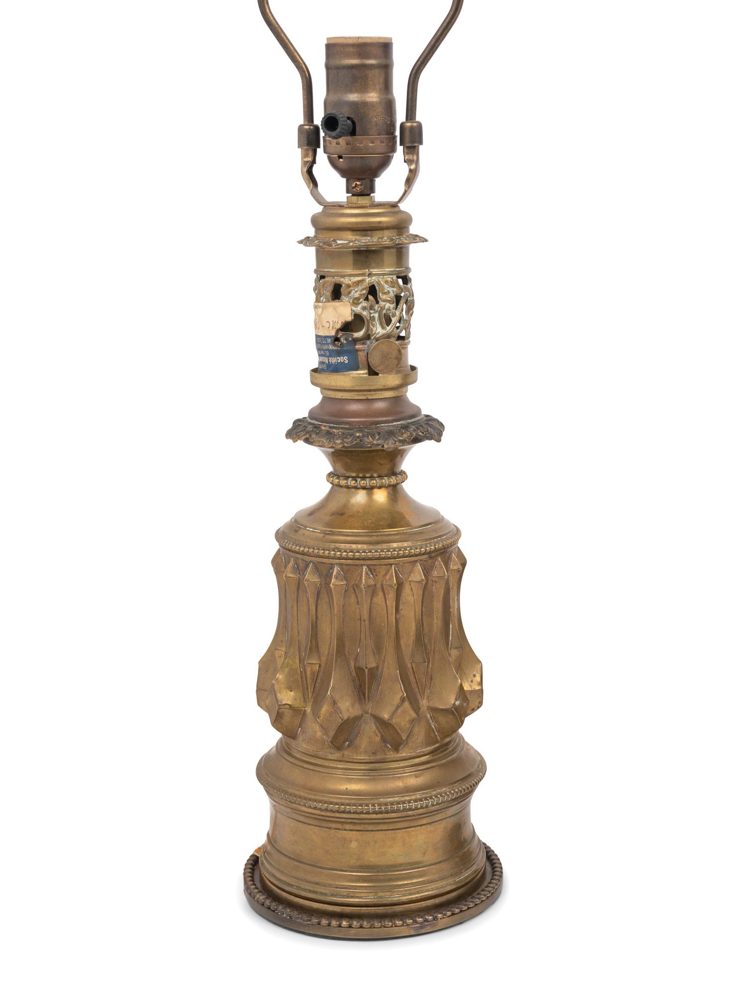 Two Pairs of French Gilt Metal Fluid Lamps Converted to Electricity