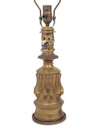 Two Pairs of French Gilt Metal Fluid Lamps Converted to Electricity