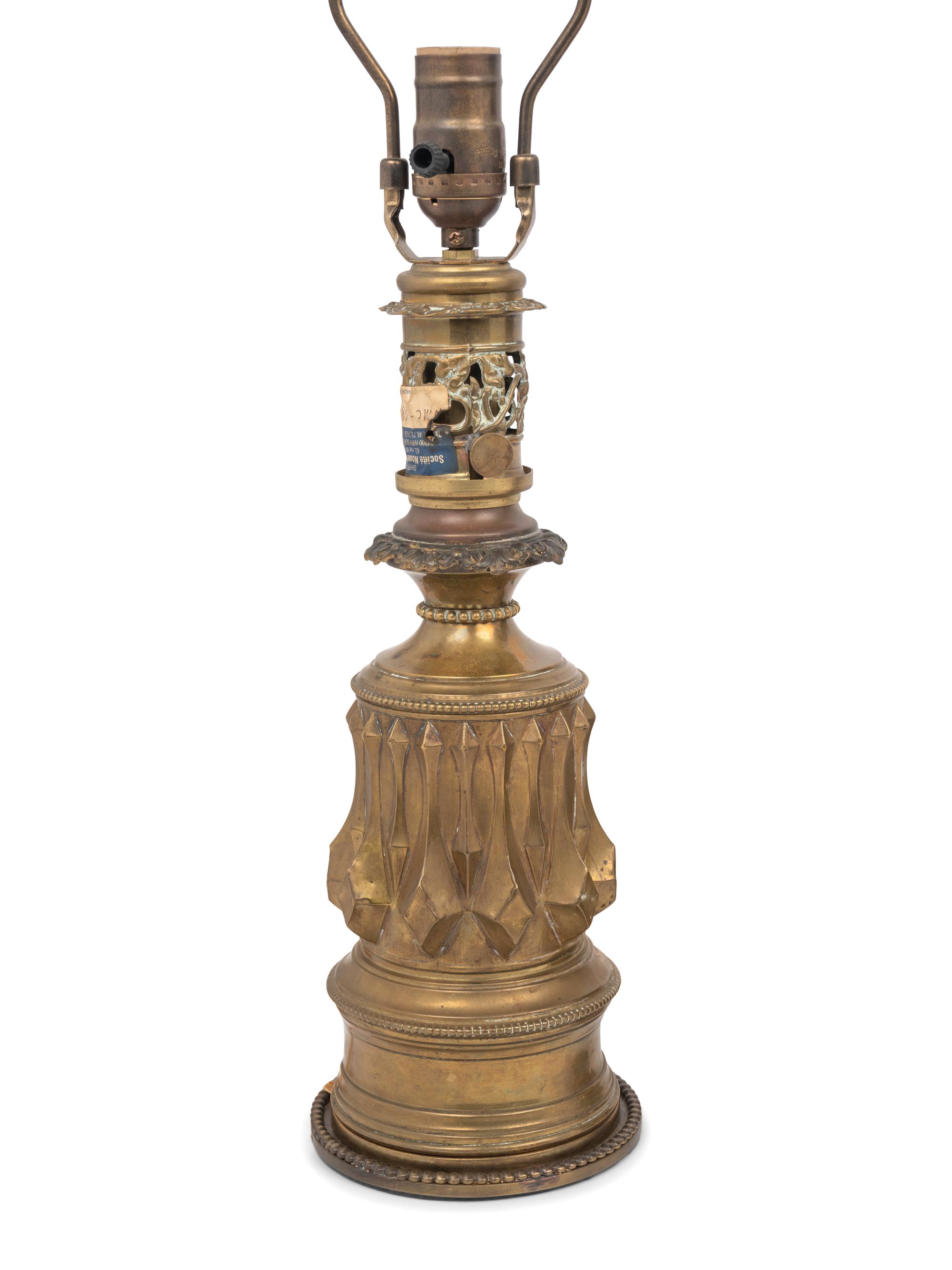 Two Pairs of French Gilt Metal Fluid Lamps Converted to Electricity