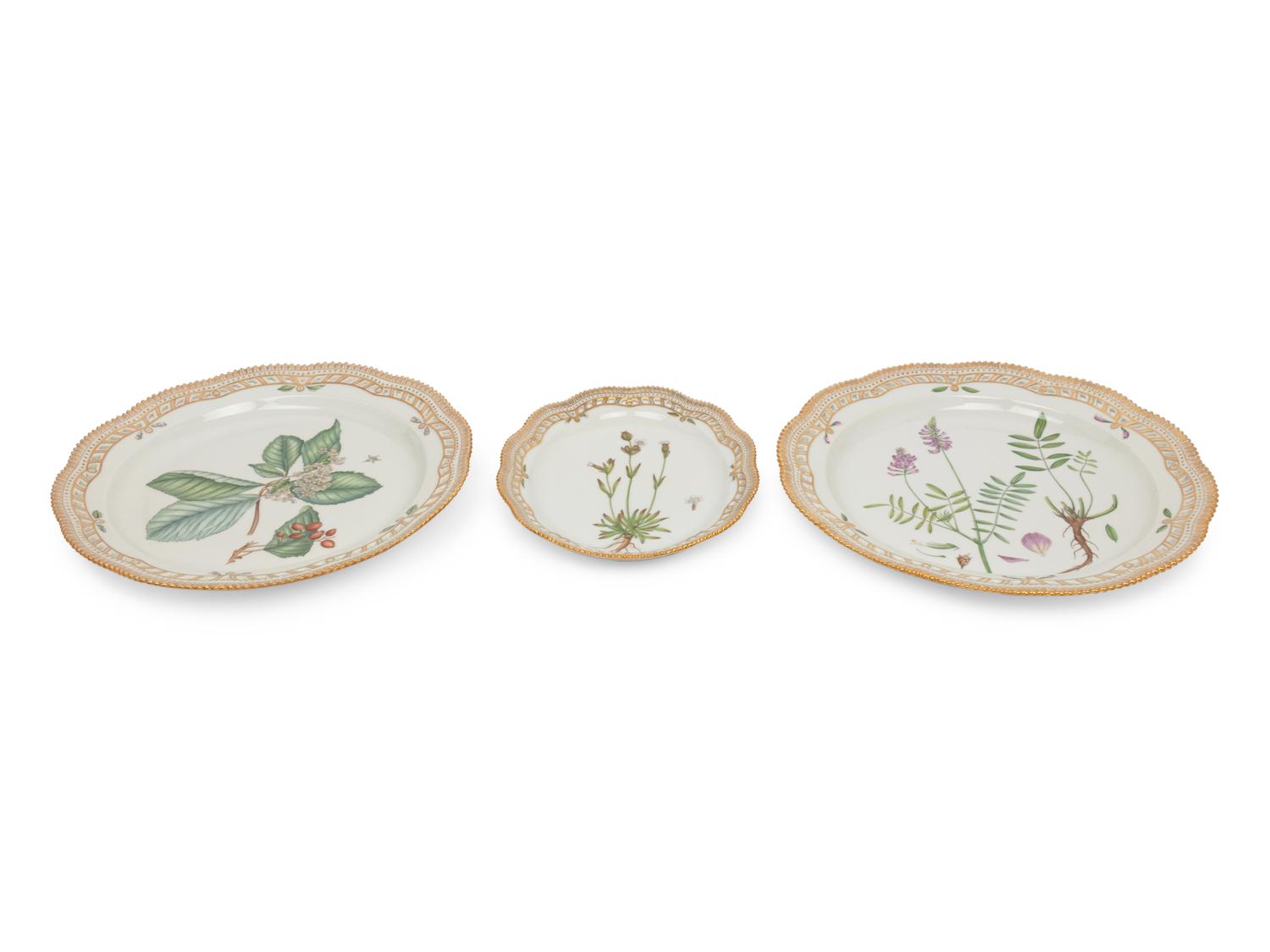 Three Royal Copenhagen Flora Danica Platters