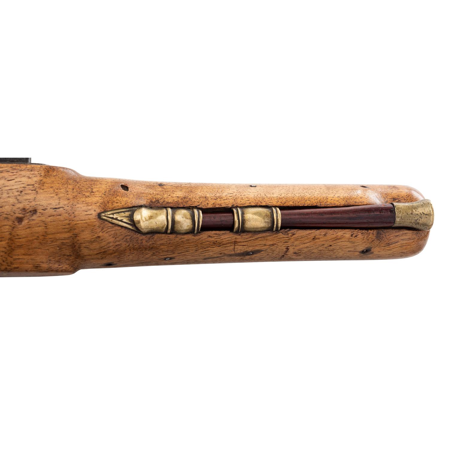 Brass Barreled Flintlock Trade Pistol Retailed by A.W. Spies with a Norfolk VA Capture Inscription