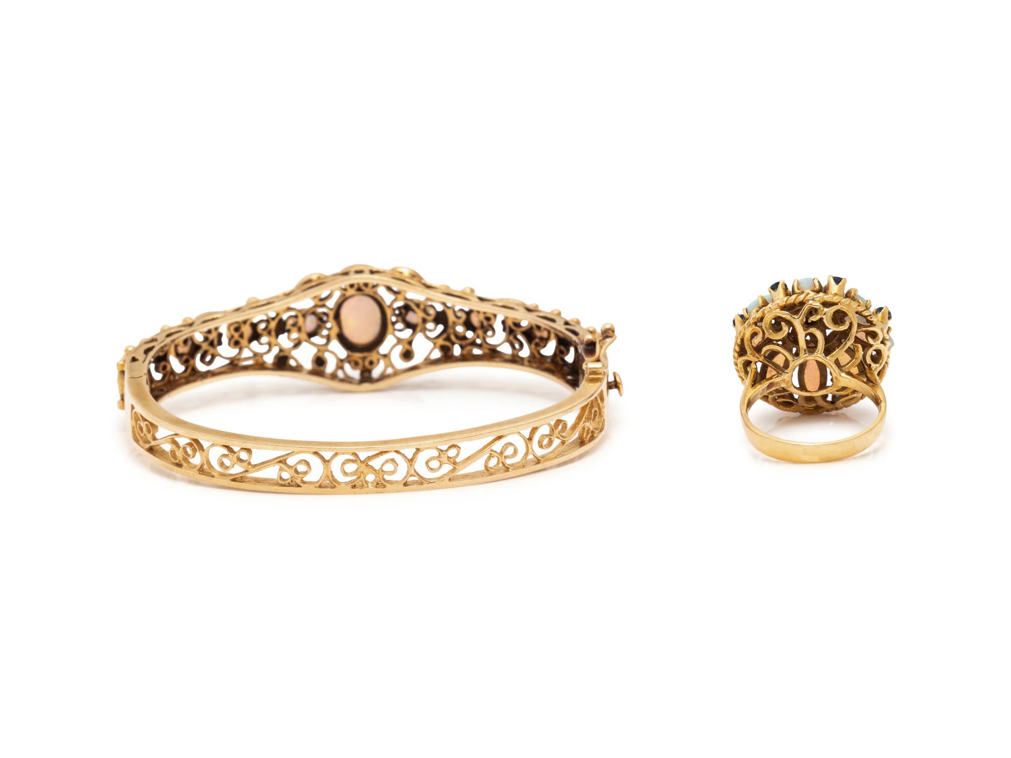 COLLECTION OF OPAL AND YELLOW GOLD JEWELRY