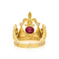 CYNTHIA BACH, YELLOW GOLD, RUBY AND DIAMOND 'FLEUR DE LIS CROWN' RING