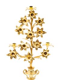A Pair of Gilt Metal Three Light Candelabras