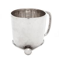 A Victorian Silver Children's Mug, William Hutton & Son, London, 1870, Raised on three ball feet.