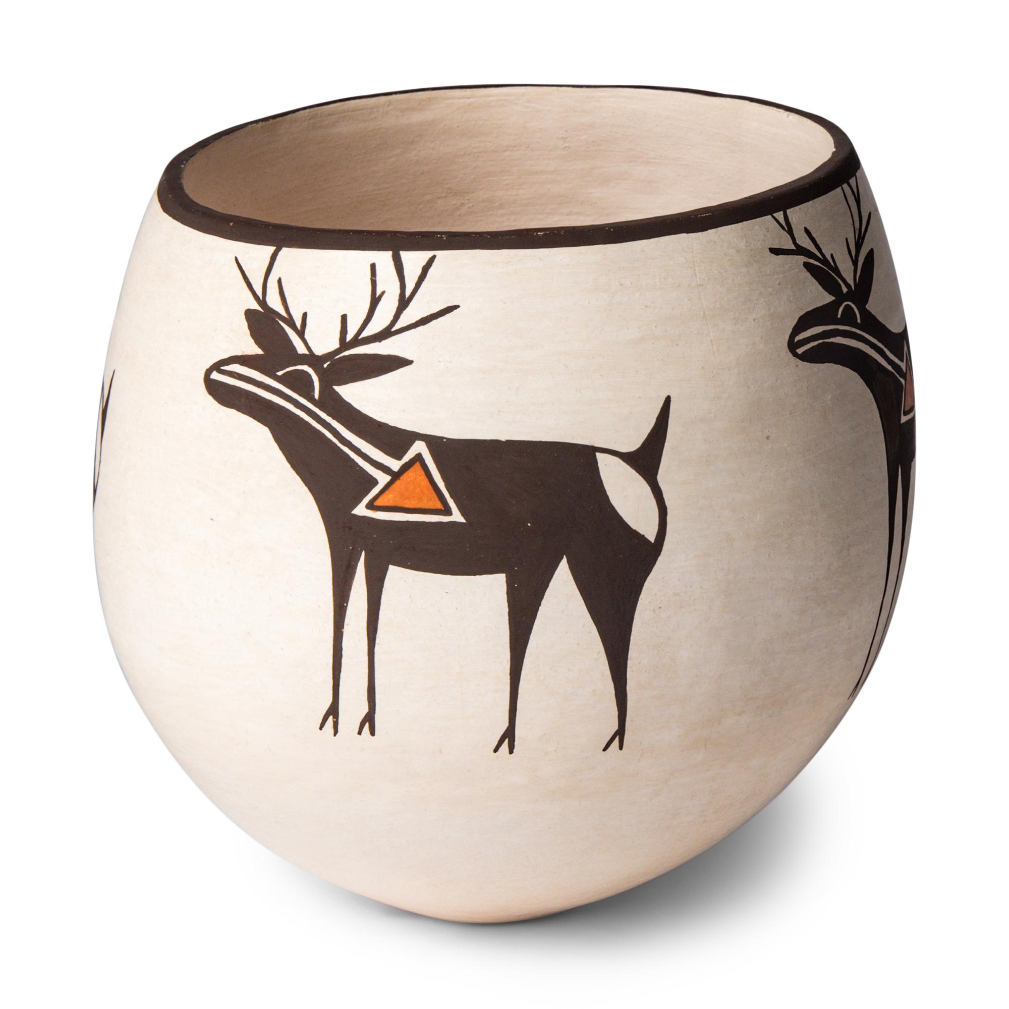 Lucy Lewis (Acoma, 1890-1992) — Pottery Bowl, with Heartline Deer