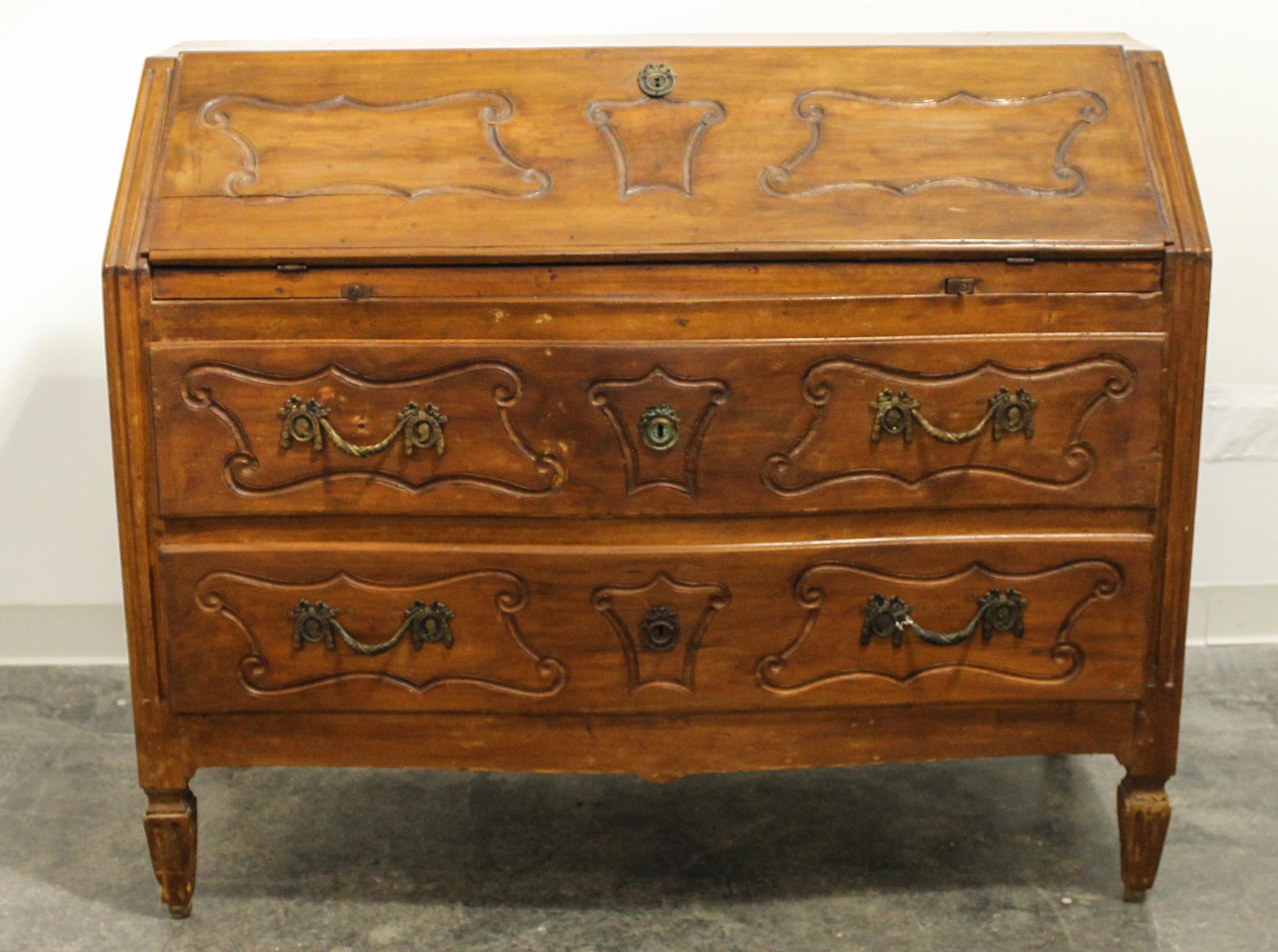 A Secretary Desk Height 39 1/2 x width 40 1/2 x depth 20 inches.