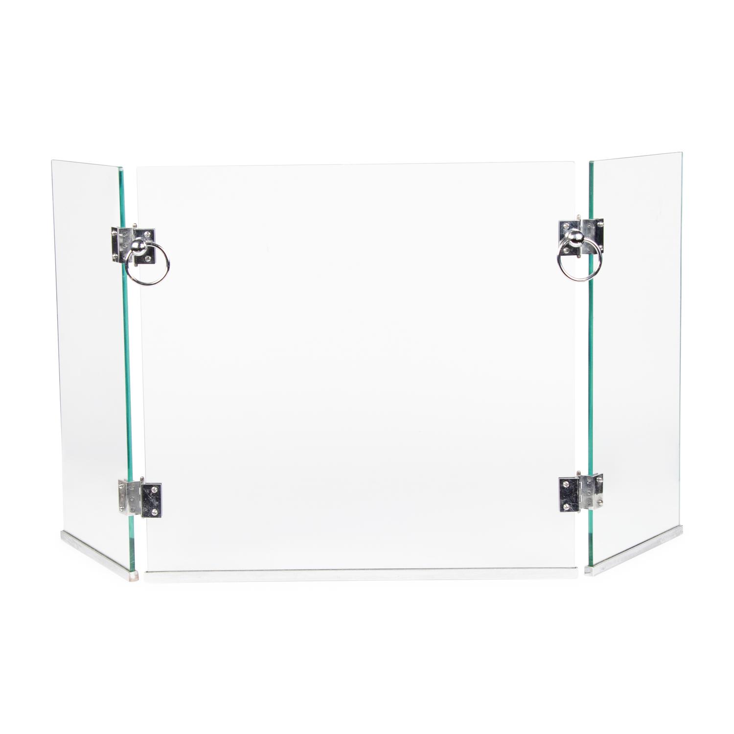 A French Glass and Steel Fire Screen