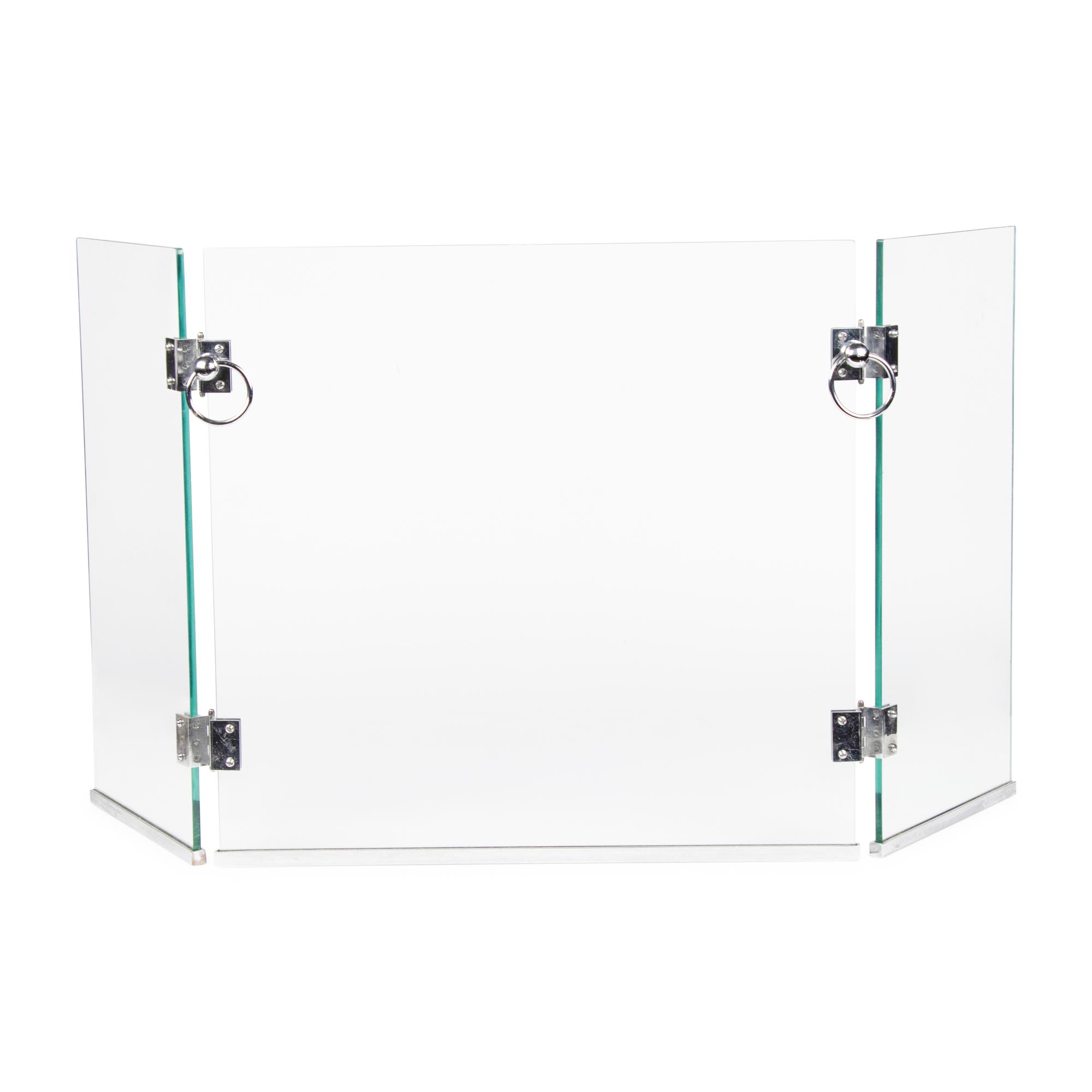 A French Glass and Steel Fire Screen