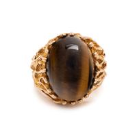 YELLOW GOLD AND TIGER'S EYE RING