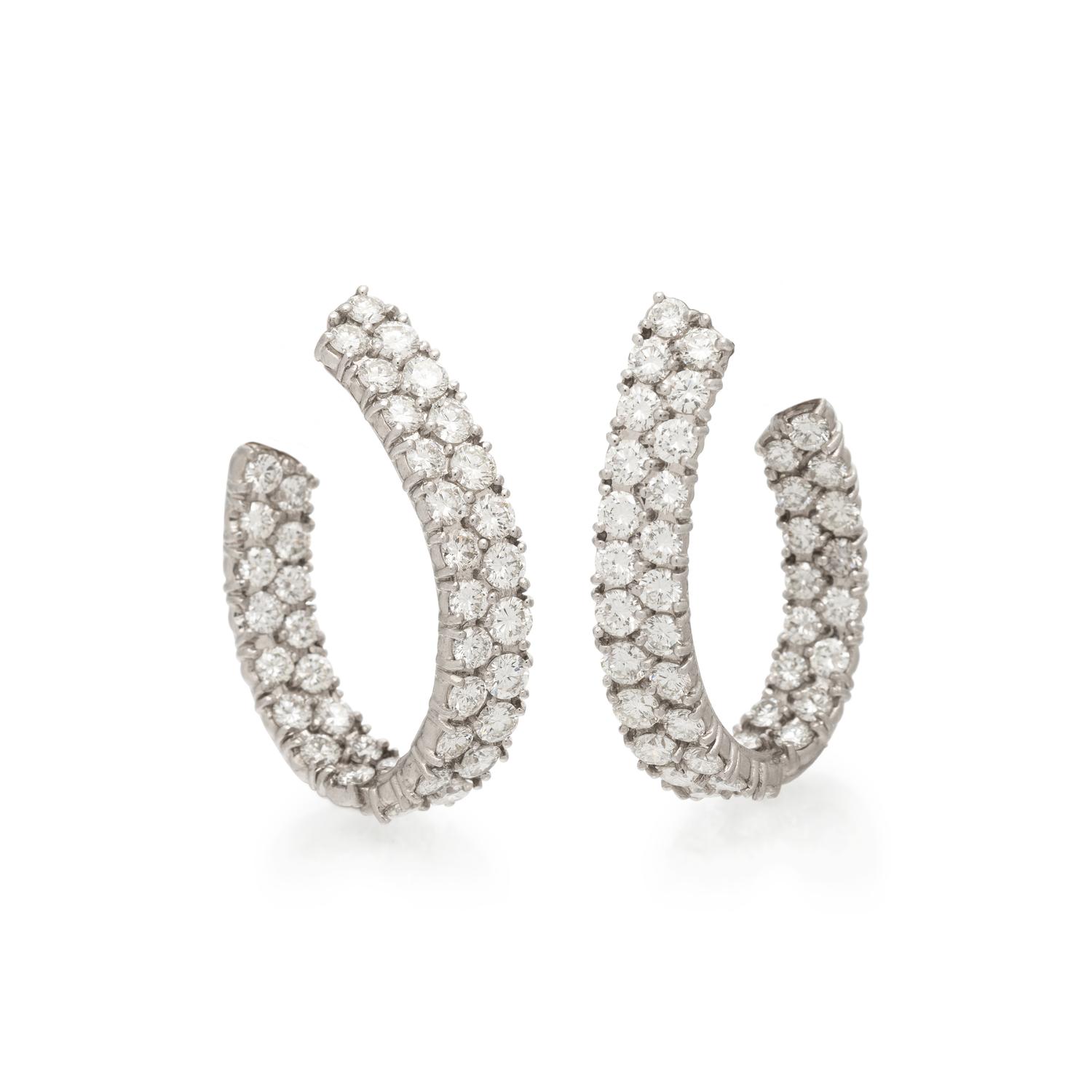 DAVID WEBB, DIAMOND HOOP EARRINGS
