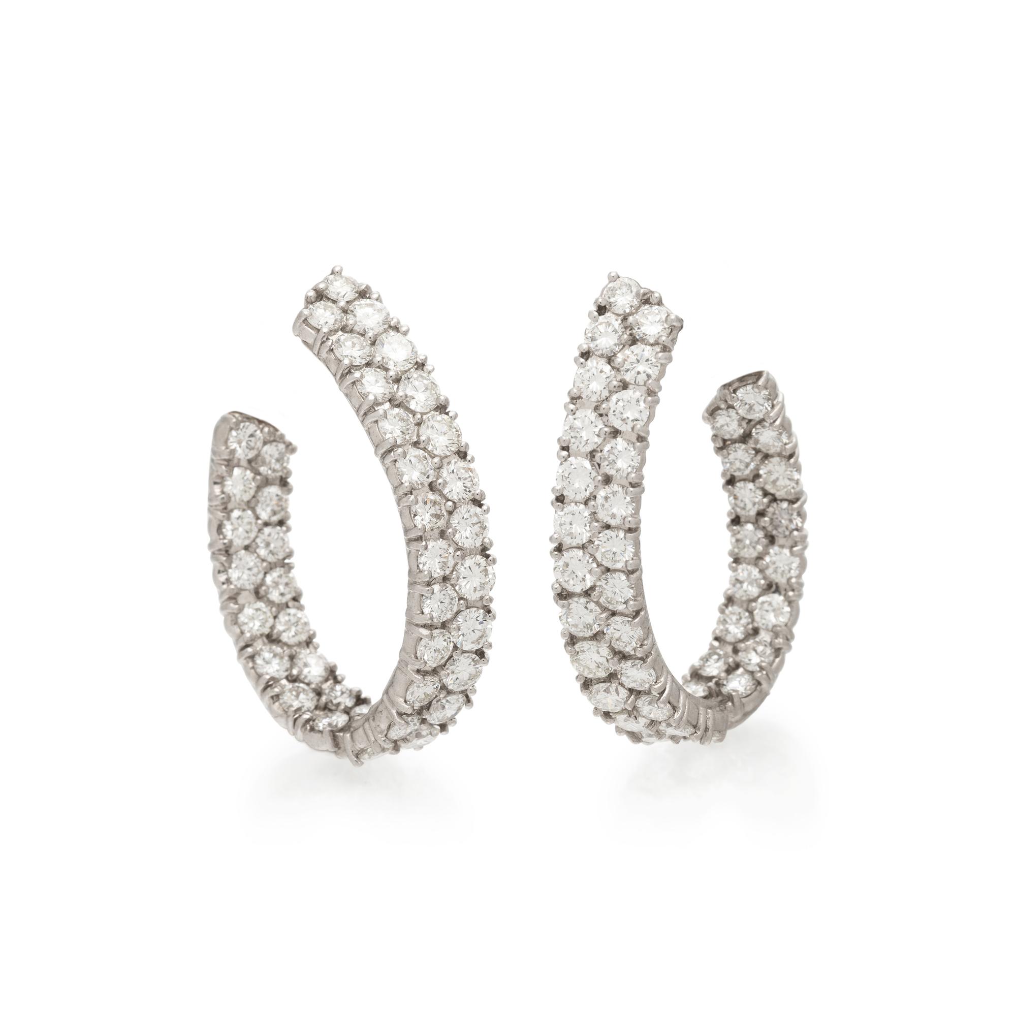 DAVID WEBB, DIAMOND HOOP EARRINGS