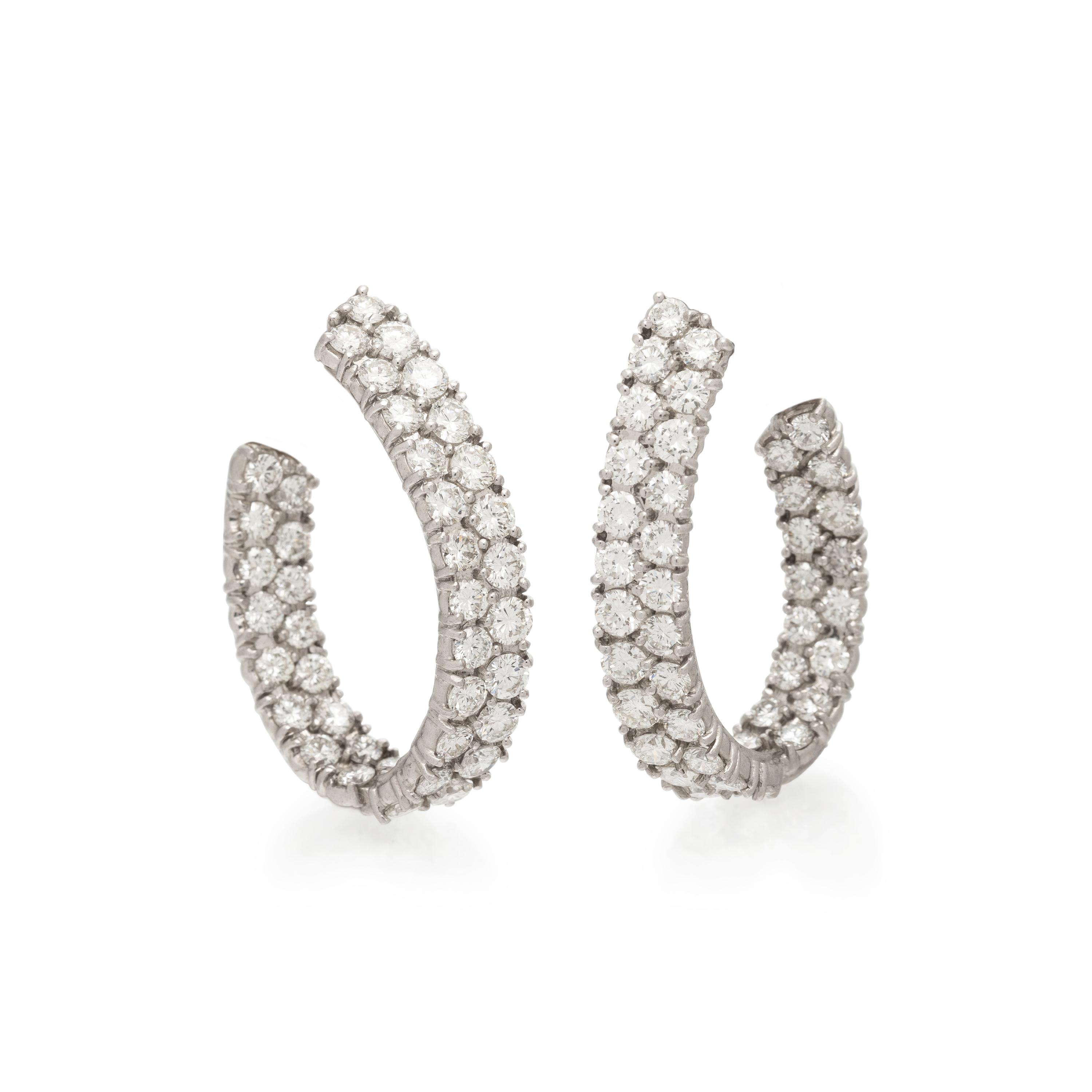DAVID WEBB, DIAMOND HOOP EARRINGS