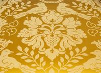 A Pair of Italian Ebonized and Parcel Gilt Side Chairs with Scalamandré Upholstered Seats