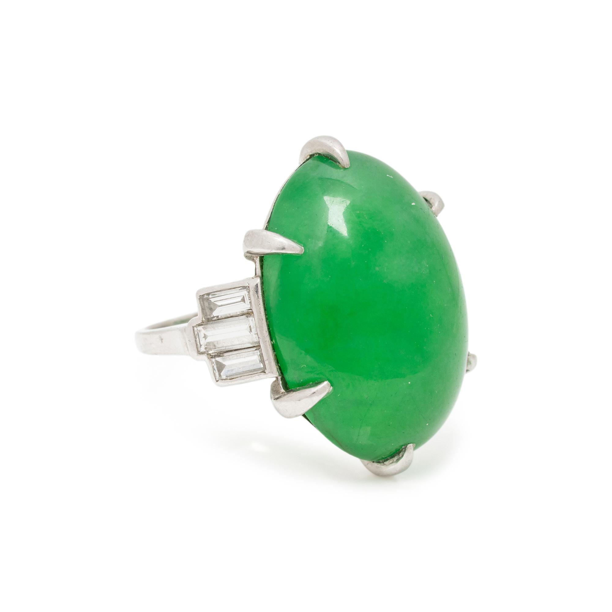 PLATINUM, JADE, AND DIAMOND RING