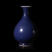 An Unusual Chinese Blue Glazed Porcelain Vase, Yuhuchunping, Qianlong Mark — 乾隆款 霽藍釉玉壺春瓶