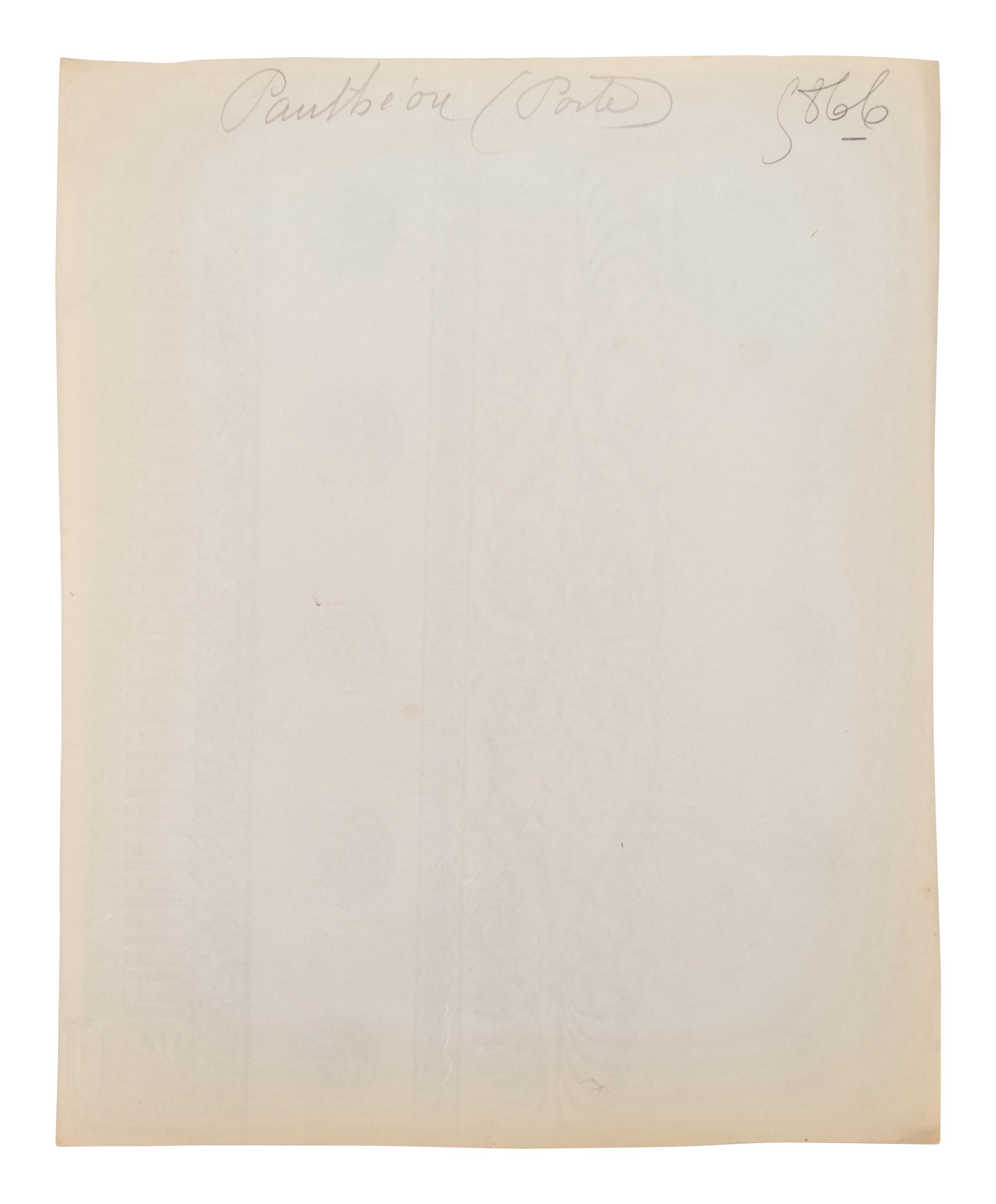 A group of five photographs depicting architectural elements ( Ancien monastère des Bénédictins anglais, 269 rue Saint-Jacques , 1905; Hôtel Gouthières, rue Pierre Bulet 6 , 1905; Porte, L'église Saint-Paul , 1911; Panthéon (porte) , 1911-1912; Saint-Roch - Chaire , 1912)