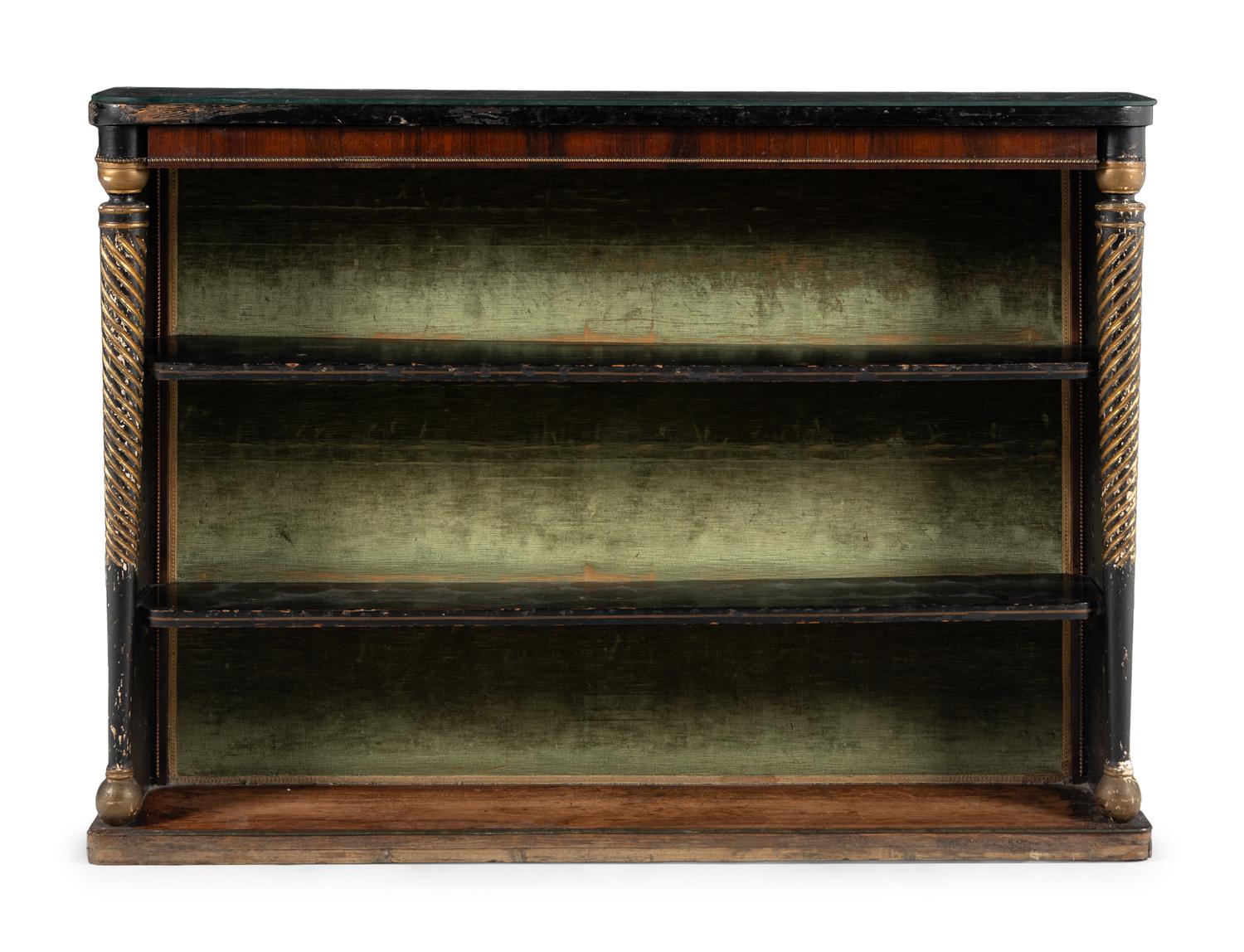 A Regency Parcel Gilt and Ebonized Mahogany Étagère