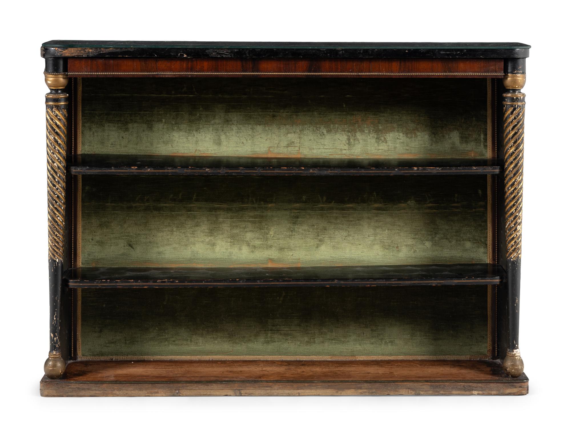 A Regency Parcel Gilt and Ebonized Mahogany Étagère