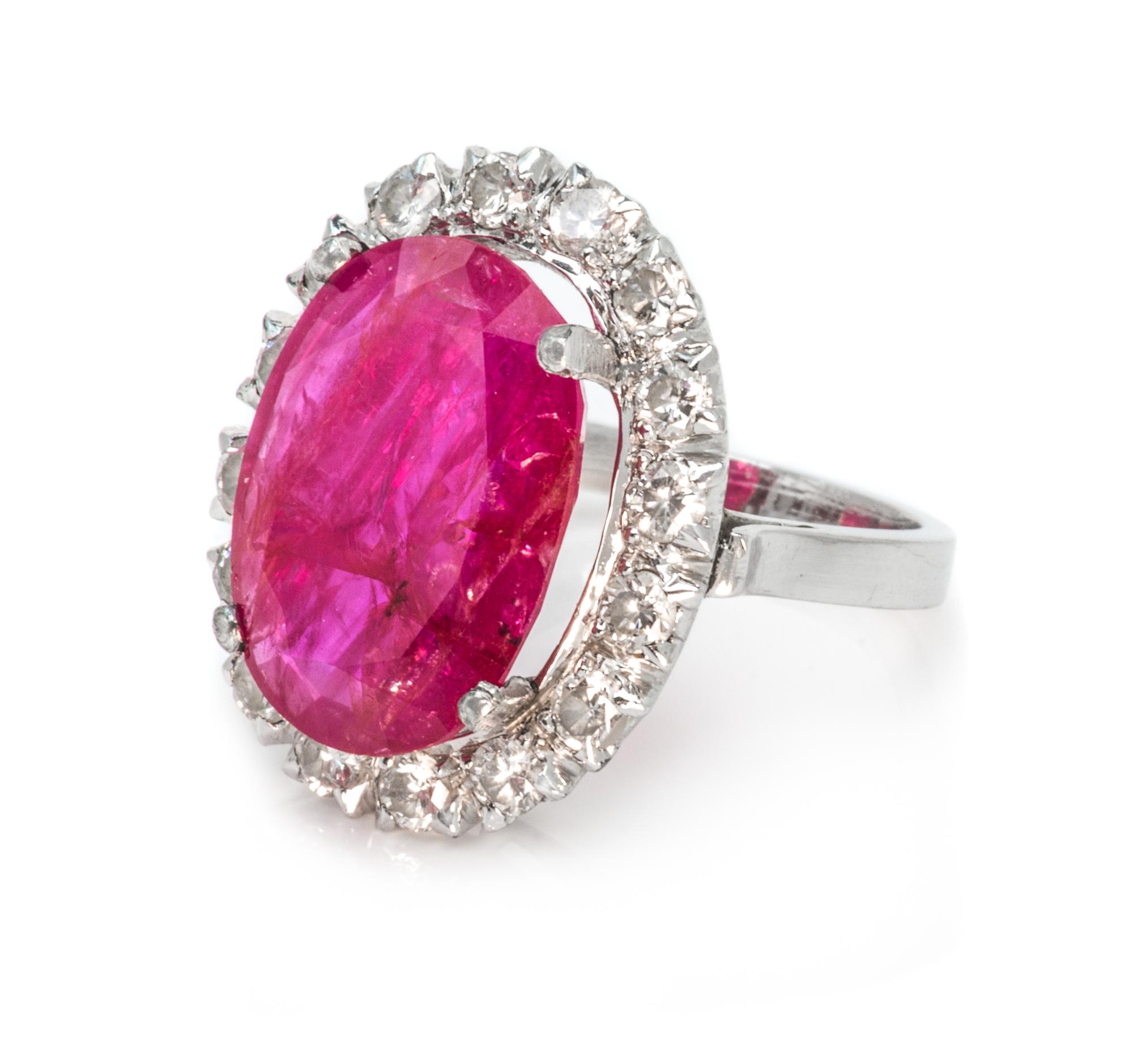 A Platinum, Ruby and Diamond Ring, 5.40 dwts.