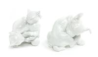 Two Meissen Blanc de Chine Figures Height of taller 4 inches. — FIRST HALF 20TH CENTURY