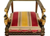 A Pair of North Italian Neoclassical Bronze Mounted Polychrome Painted Armchairs