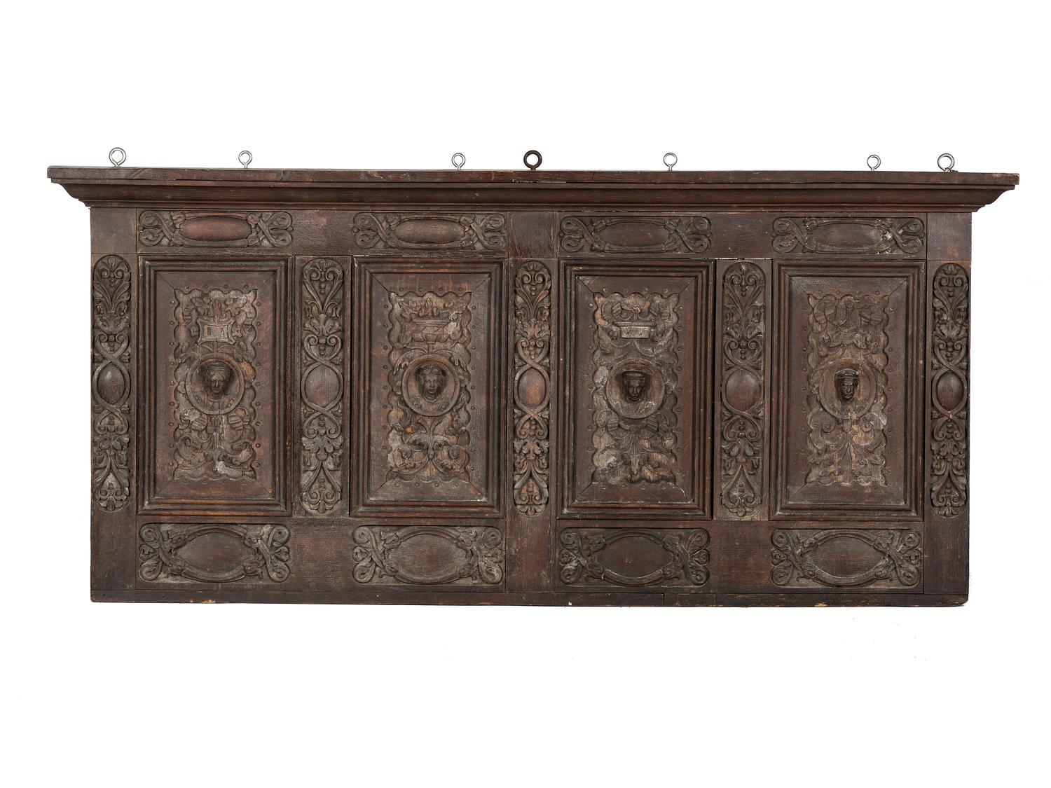 An English Carved Oak Architectural Wall Panel