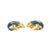 TIFFANY & CO., YELLOW GOLD AND ENAMEL FISH CUFFLINKS