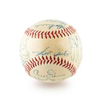 A 1954 Brooklyn Dodgers Team Signed Autograph Baseball Including Jackie Robinson and Roy Campanella (Beckett Authentication Services)