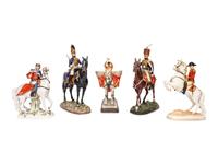 Four Continental Porcelain Horse and Rider Groups