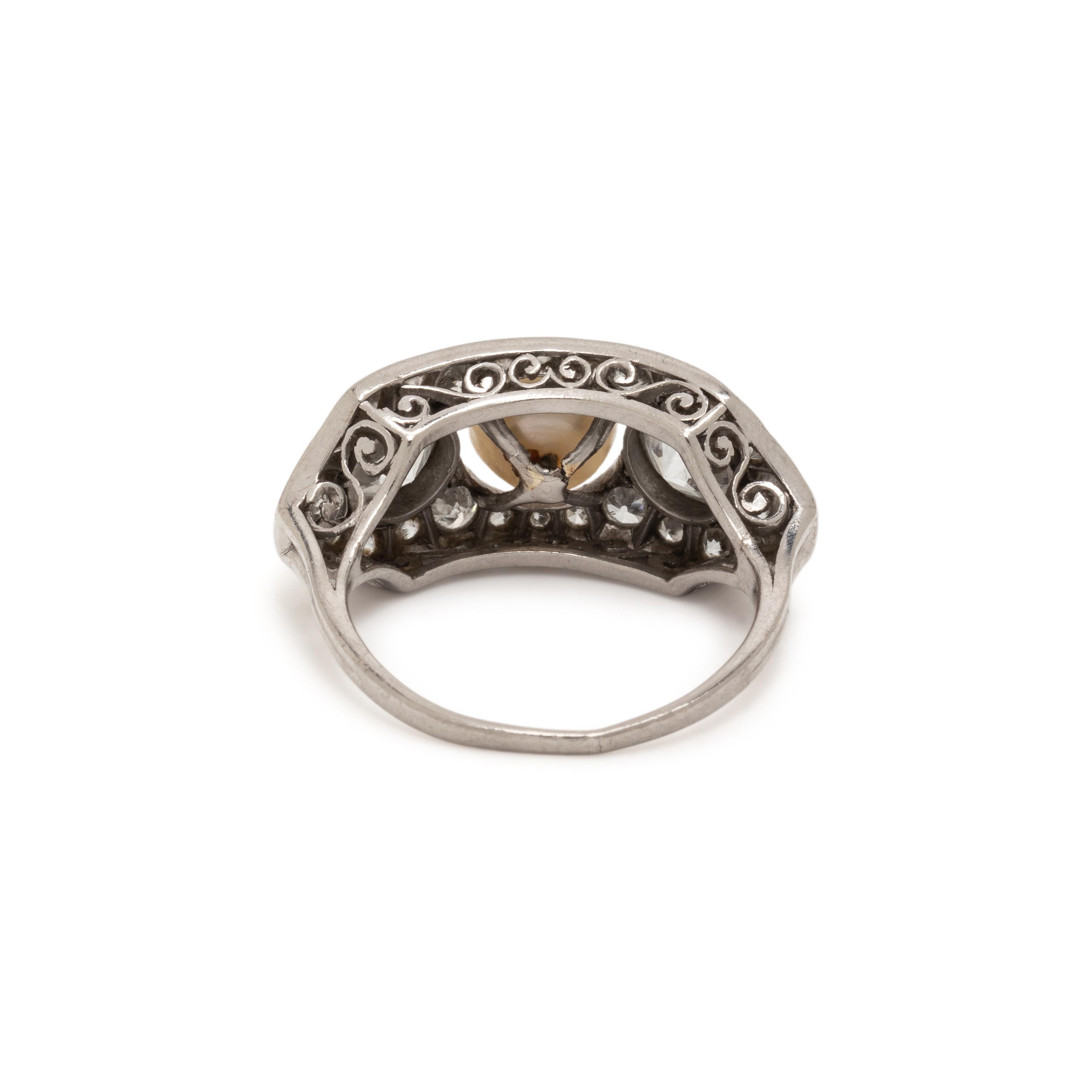 EDWARDIAN, CULTURED PEARL AND DIAMOND RING