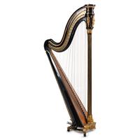 An Empire Black Lacquer and Parcel Gilt Harp