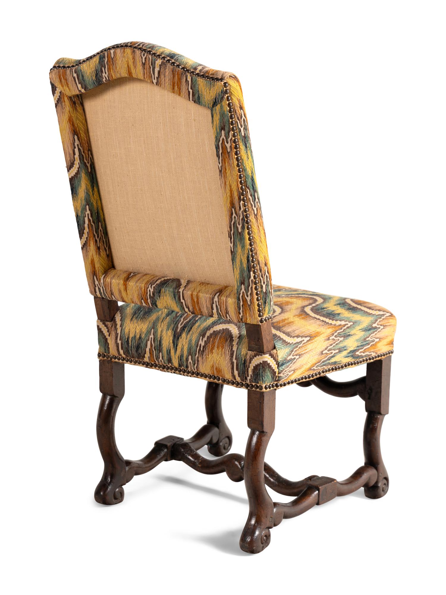 A Pair of Louis XIV Walnut Side Chairs
