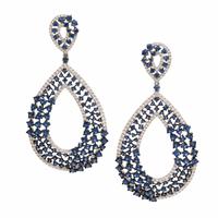 Sapphire, Diamond, and White Gold Earrings