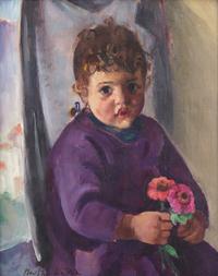 Italian Peasant Child with Flowers