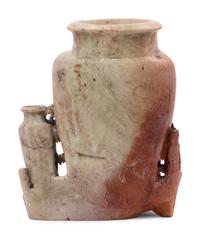 A Chinese Carved Soapstone Vase with Flowers
