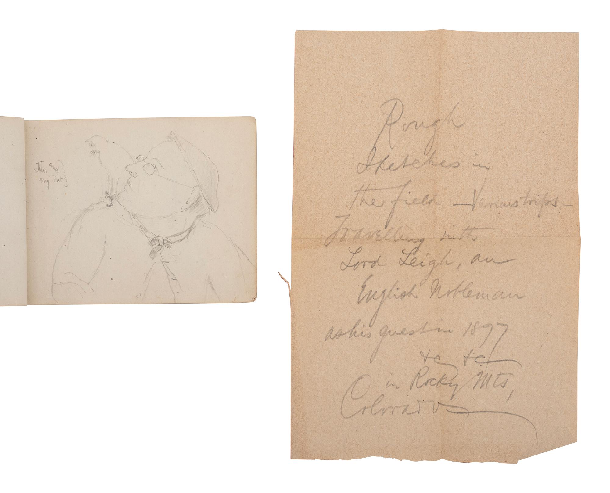 [WESTERN AMERICANA] -- [NATIVE AMERICANS]. Collection of sketches drawn and compiled by U.S. Army officer Charles A.H. McCauley while serving in various military posts, including Native American ledger art from the Los Piños Ute Indian Agency.