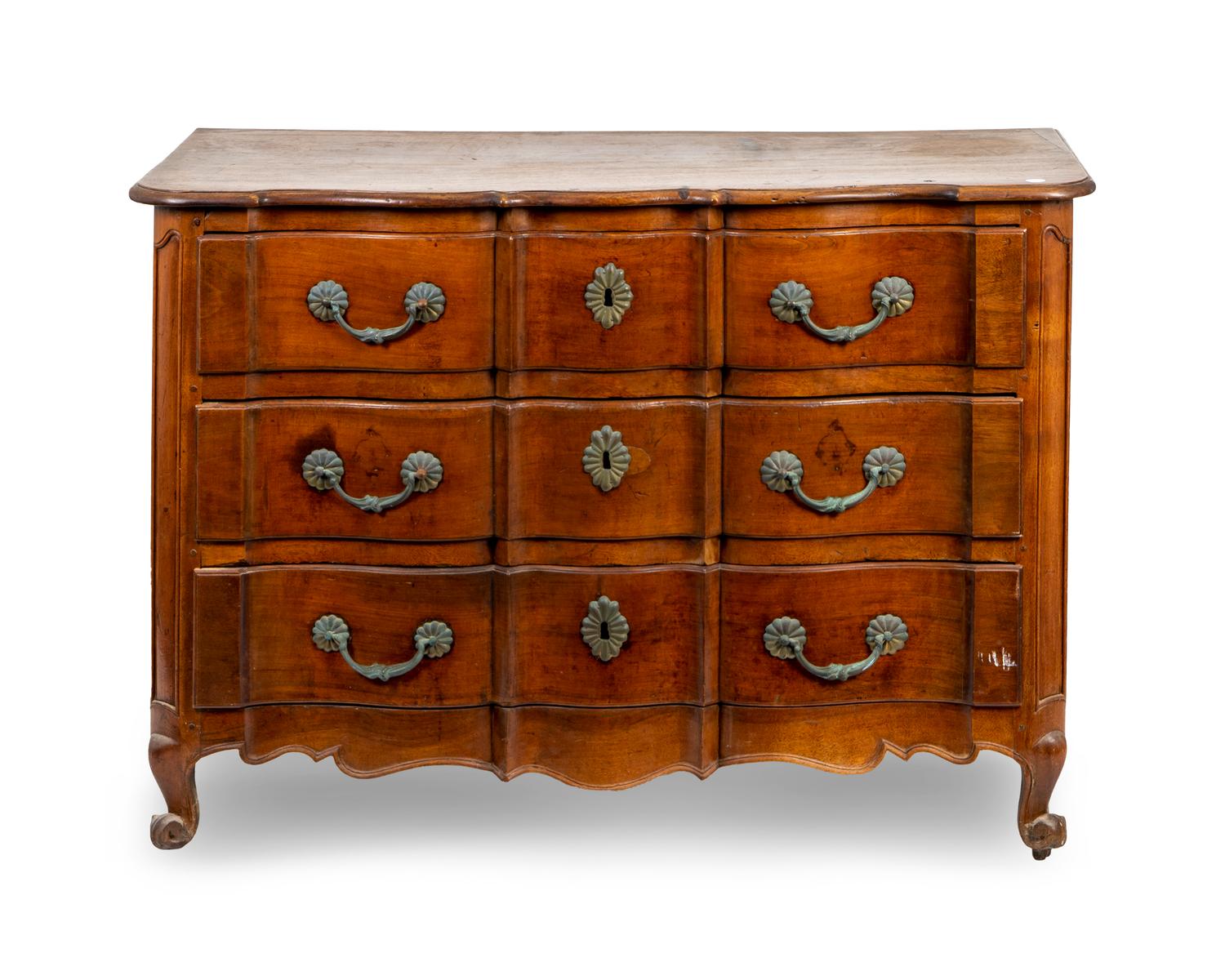 A Louis XV Provincial Style Serpentine-Fronted Walnut Commode — 19TH CENTURY