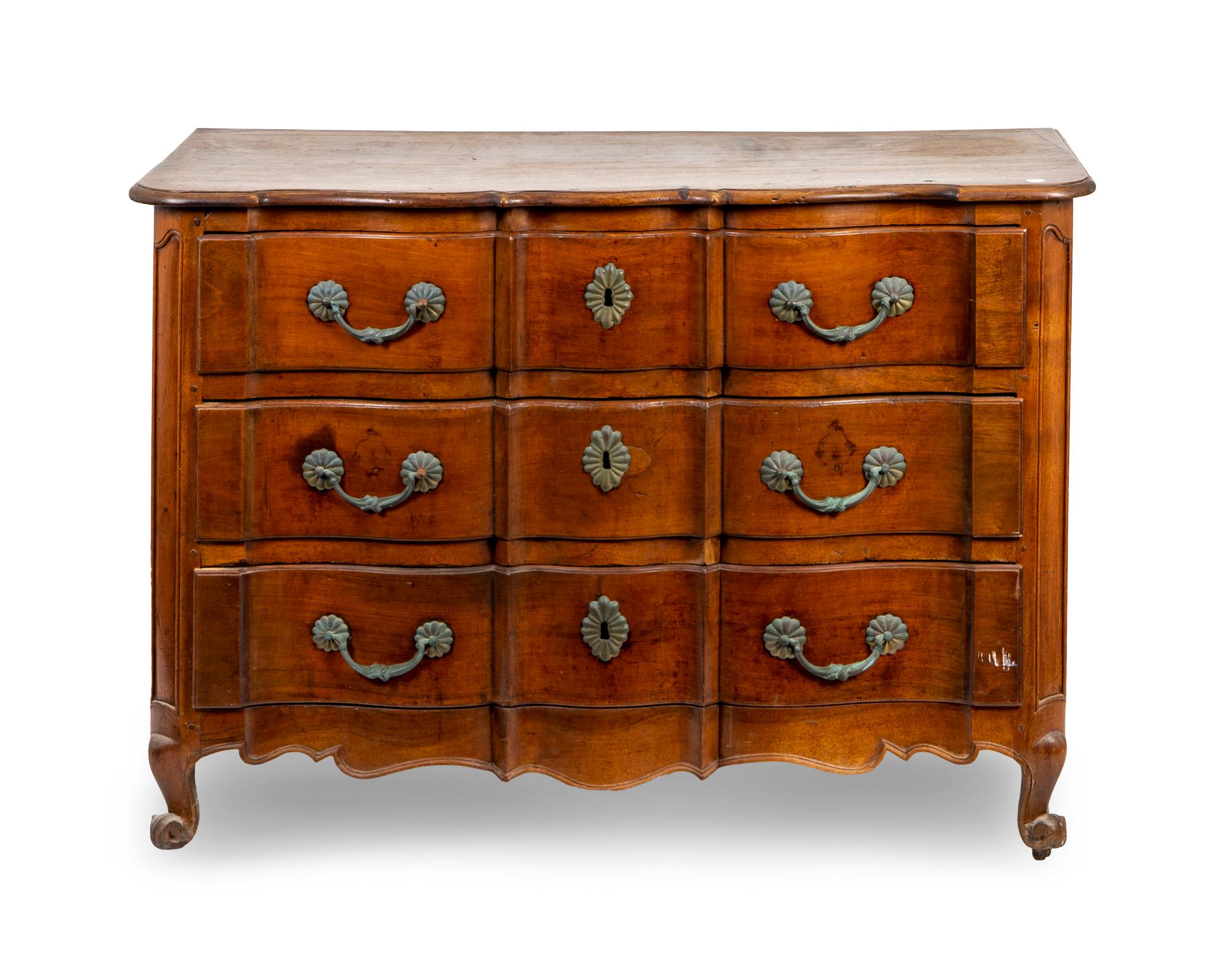 A Louis XV Provincial Style Serpentine-Fronted Walnut Commode — 19TH CENTURY