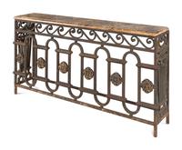 An Italian Wrought-Iron Marble-Top Console Table