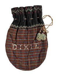 Confederate patriotic lady's ditty bag with hand embroidery.