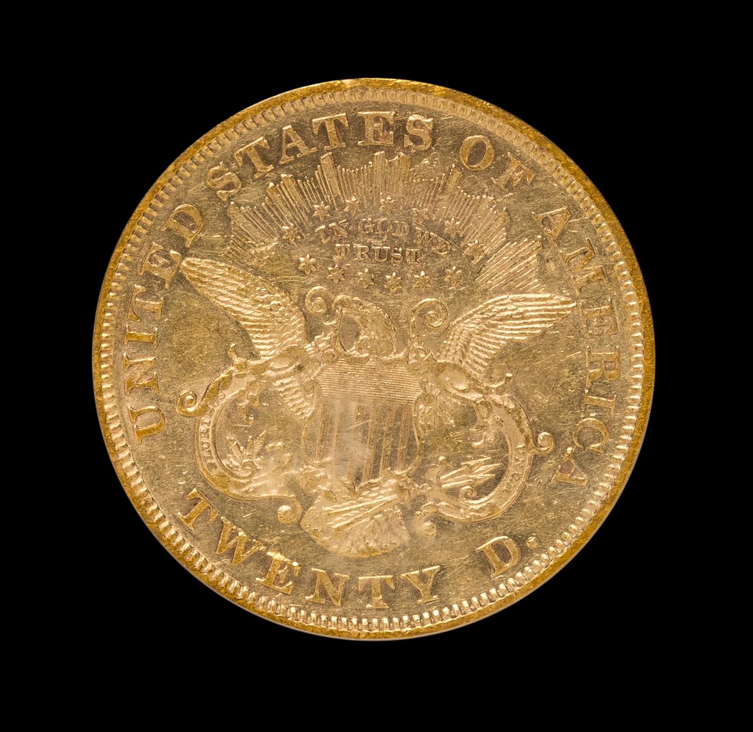 A United States 1866 Liberty Head: Motto $20 Gold Coin