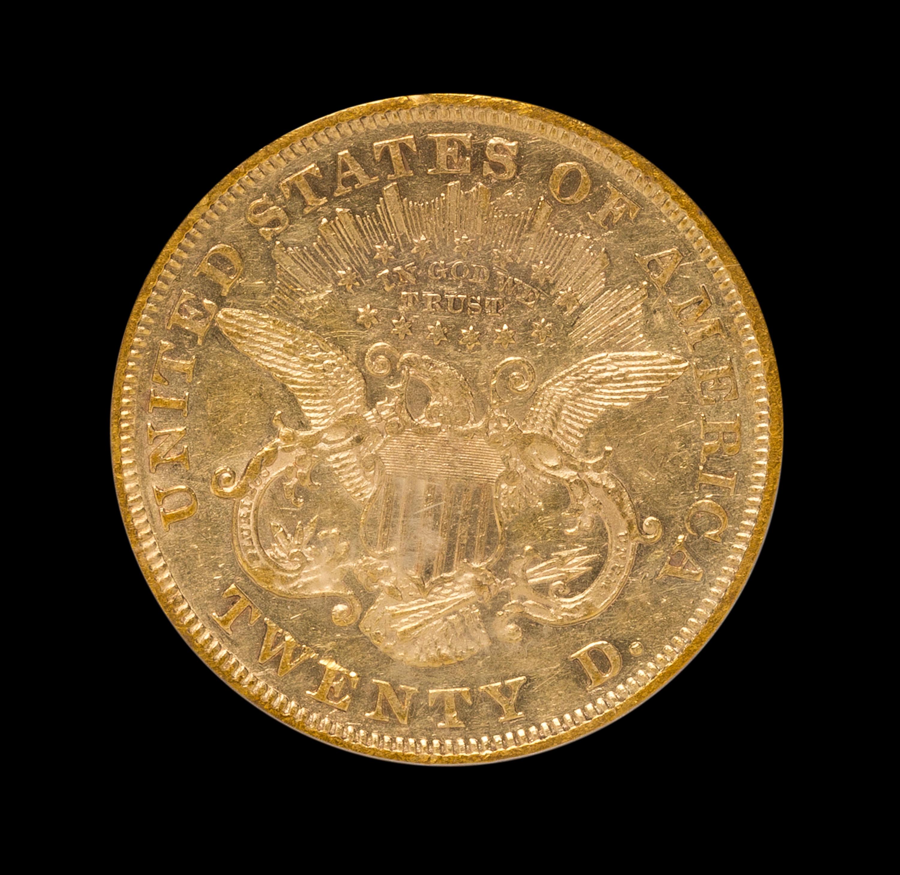 A United States 1866 Liberty Head: Motto $20 Gold Coin